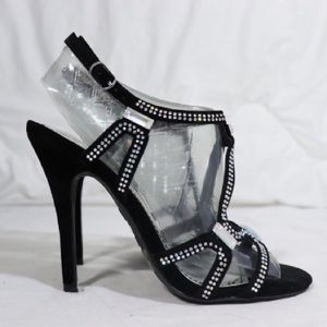 Black Rhinestone High Heels
